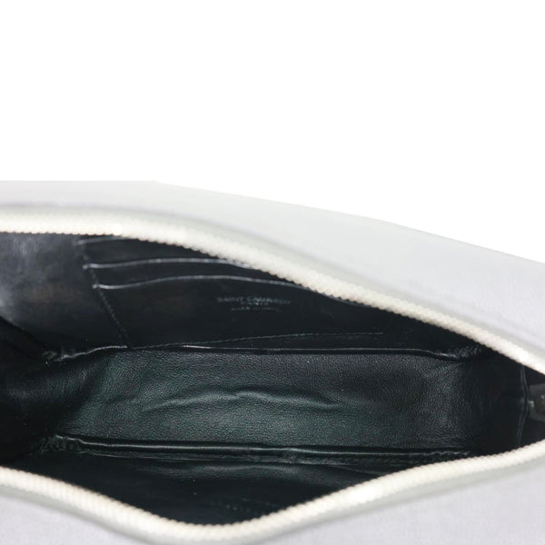 YVES SAINT LAURENT Lou Mini Grain De Poudre Matelasse Leather Camera Bag Grey