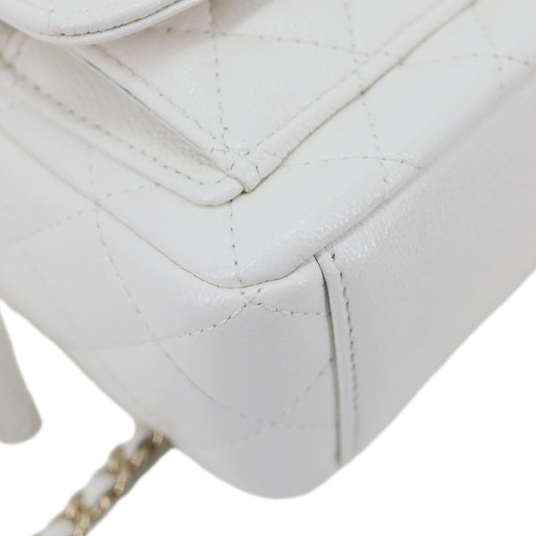 CHANEL Classic CC Mini Quilted Caviar Leather Backpack White