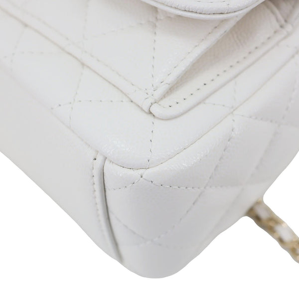 CHANEL Classic CC Mini Quilted Caviar Leather Backpack White