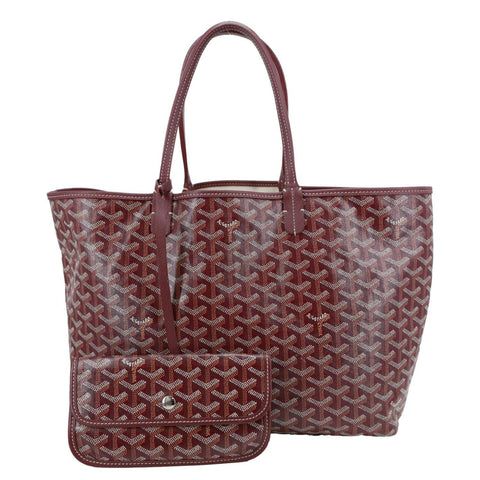 GOYARD Saint Louis PM Chevron Print Canvas Tote Bag Burgundy