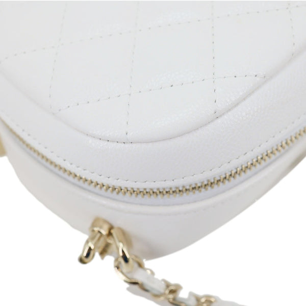 CHANEL Classic CC Mini Quilted Caviar Leather Backpack White