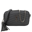 YVES SAINT LAURENT Lou Mini Grain De Poudre Matelasse Leather Camera Bag Grey