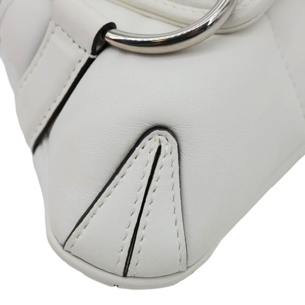 GUCCI Horsebit Quilted Lambskin Leather Chain Shoulder Bag White 764339