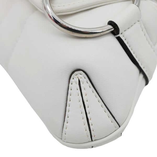 GUCCI Horsebit Quilted Lambskin Leather Chain Shoulder Bag White 764339