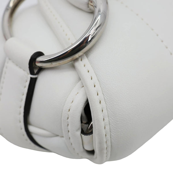GUCCI Horsebit Quilted Lambskin Leather Chain Shoulder Bag White 764339