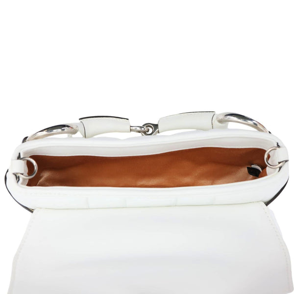 GUCCI Horsebit Quilted Lambskin Leather Chain Shoulder Bag White 764339