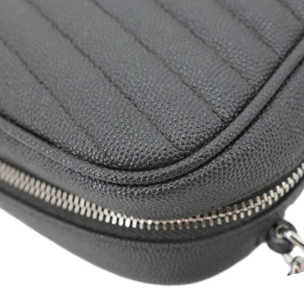 YVES SAINT LAURENT Lou Mini Grain De Poudre Matelasse Leather Camera Bag Grey