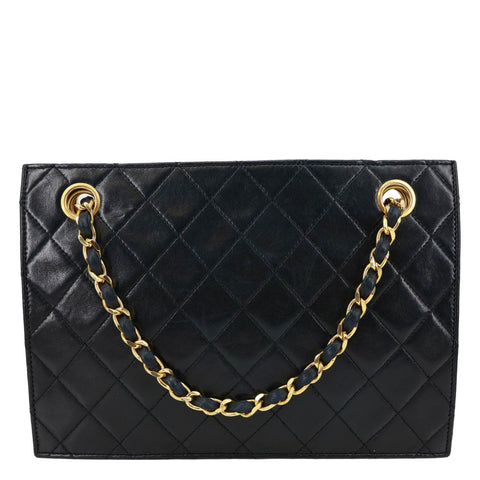 CHANEL Vintage Timeless Quilted Caviar Leather Tote Shoulder Bag Black