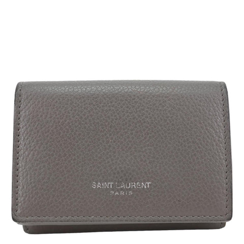 YVES SAINT LAURENT Paris Business Leather Card Case Grey
