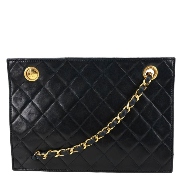 CHANEL Vintage Timeless Quilted Caviar Leather Tote Shoulder Bag Black
