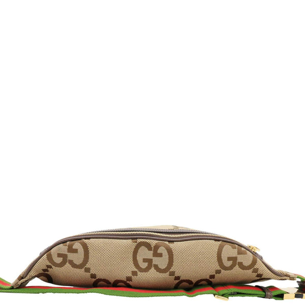 GUCCI Jumbo GG Canvas Leather Belt Bag Brown 696031