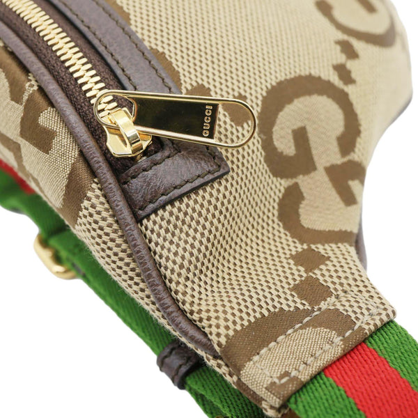 GUCCI Jumbo GG Canvas Leather Belt Bag Brown 696031