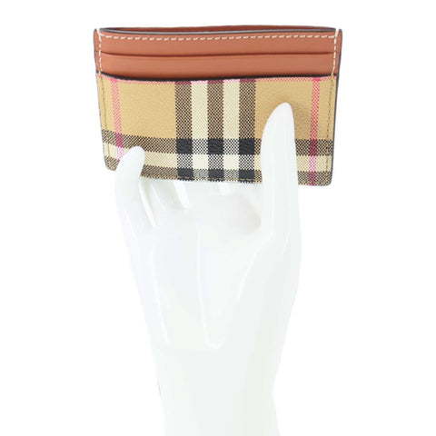 BURBERRY Vintage Check Canvas Card Holder Beige