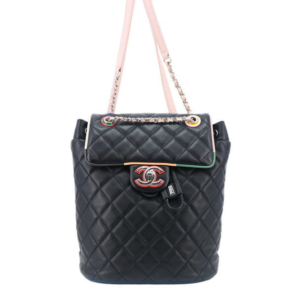 CHANEL Urban Spirit Cuba Color Small Quilted Lambskin Leather Backpack Bag Black