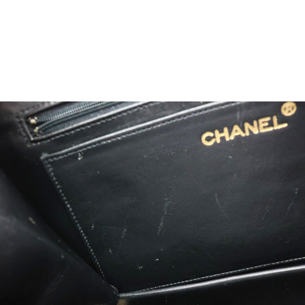 CHANEL Vintage Timeless Quilted Caviar Leather Tote Shoulder Bag Black
