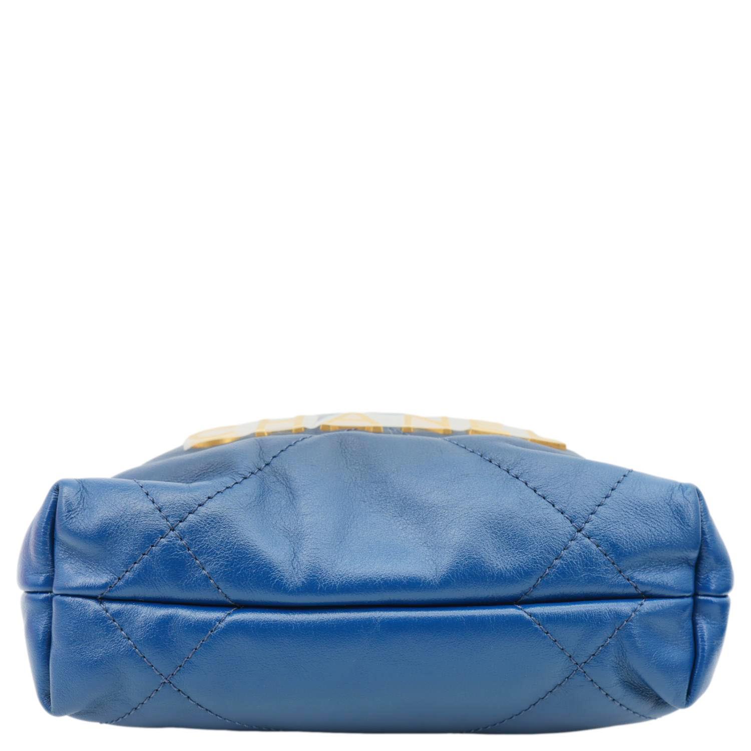 CHANEL 22 Mini Bag Gradient Quilted Calfskin Leather Crossbody Bag Blu