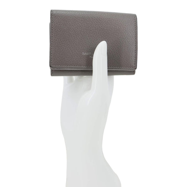 YVES SAINT LAURENT Paris Business Leather Card Case Grey