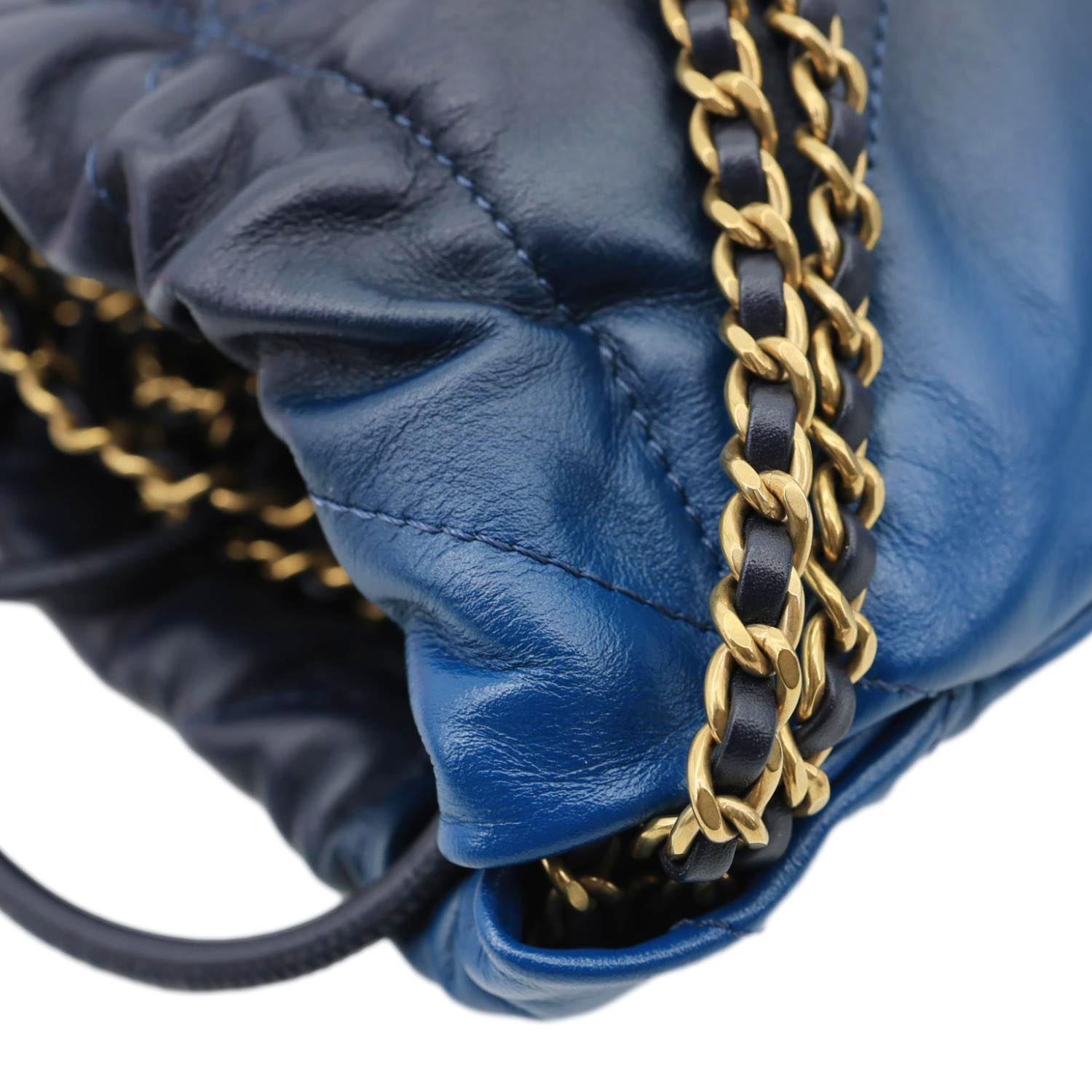 CHANEL 22 Mini Bag Gradient Quilted Calfskin Leather Crossbody Bag Blu