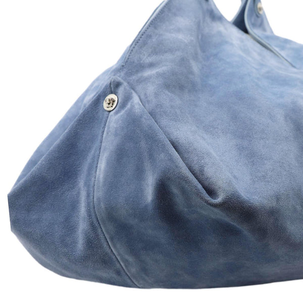 VERSACE Protea Suede Shoulder Bag Blue