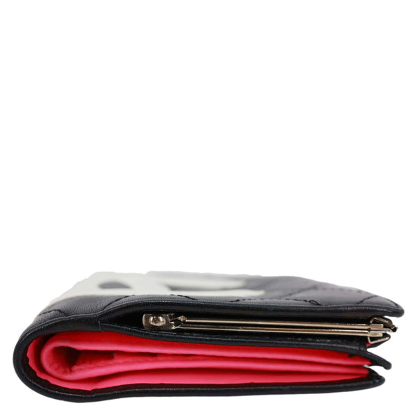 CHANEL Cambon Ligne Quilted Calfskin Leather Compact Wallet Black