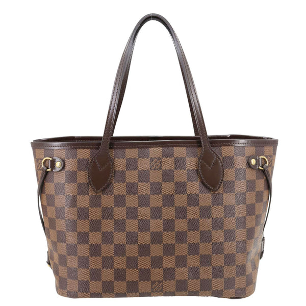 LOUIS VUITTON Neverfull PM Damier Ebene Tote Shoulder Bag Brown