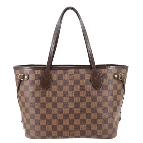 LOUIS VUITTON Neverfull PM Damier Ebene Tote Shoulder Bag Brown