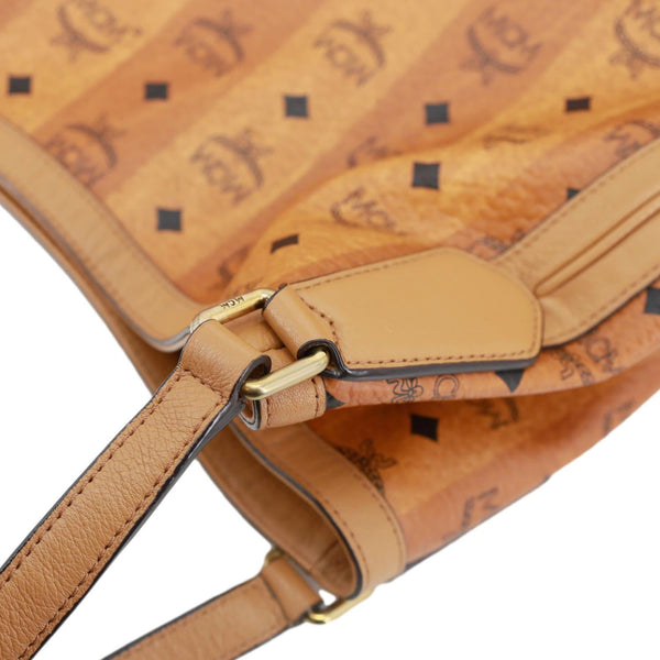 MCM Visetos Canvas Monogram Shopper Tote Bag Cognac