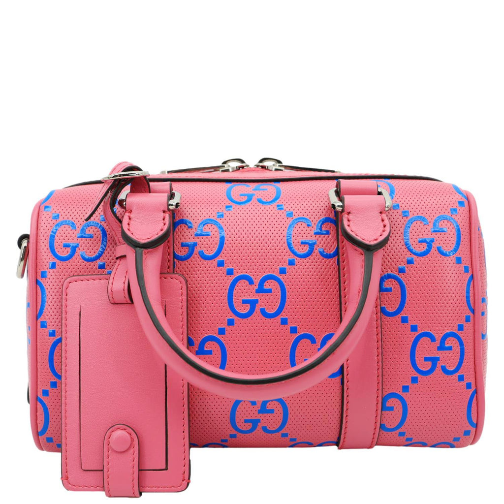 GUCCI Tennis GG Embossed Perforated Leather Mini Duffle Bag Fuchsia 72