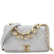 CHANEL Match Flap Mini Quilted Lambskin leather Crossbody Bag Grey