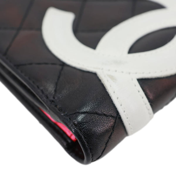 CHANEL Cambon Ligne Quilted Calfskin Leather Compact Wallet Black