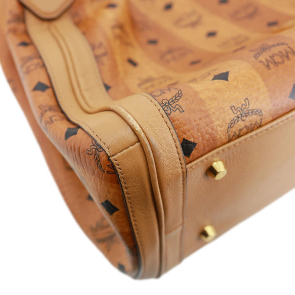 MCM Visetos Canvas Monogram Shopper Tote Bag Cognac