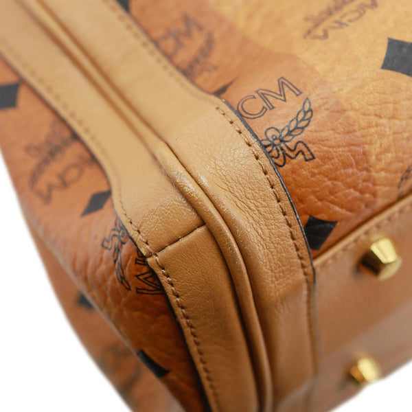MCM Visetos Canvas Monogram Shopper Tote Bag Cognac
