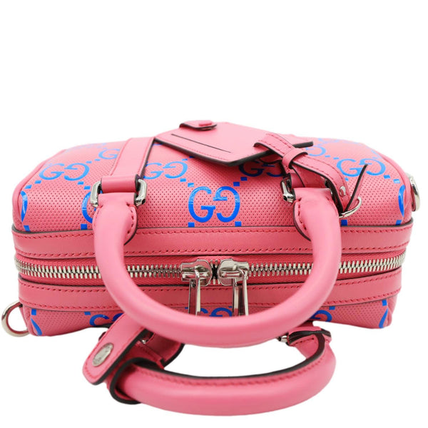 GUCCI Tennis GG Embossed Perforated Leather Mini Duffle Bag Fuchsia 725292