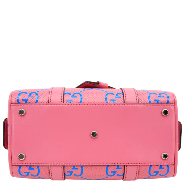 GUCCI Tennis GG Embossed Perforated Leather Mini Duffle Bag Fuchsia 725292