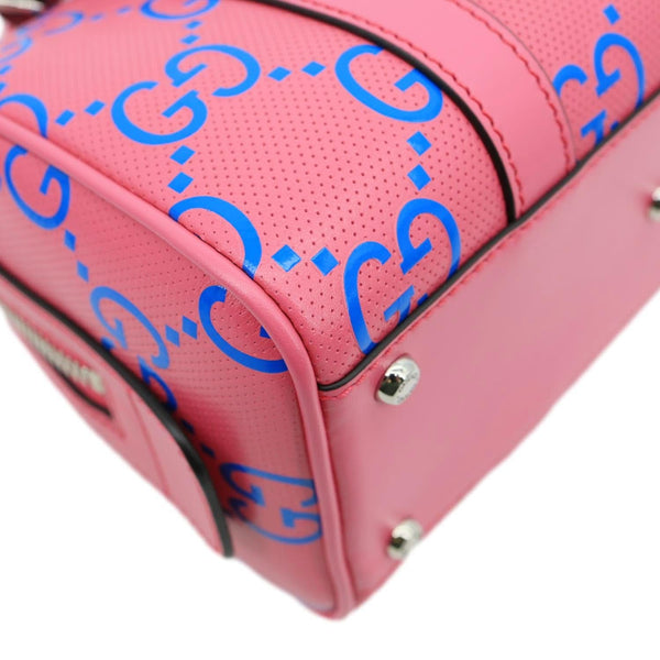 GUCCI Tennis GG Embossed Perforated Leather Mini Duffle Bag Fuchsia 725292