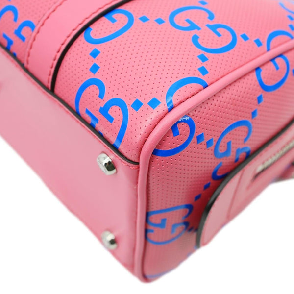 GUCCI Tennis GG Embossed Perforated Leather Mini Duffle Bag Fuchsia 725292