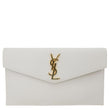 YVES SAINT LAURENT Uptown Calfskin Grain De Poudre Pouch Off White