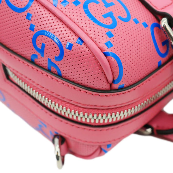 GUCCI Tennis GG Embossed Perforated Leather Mini Duffle Bag Fuchsia 725292