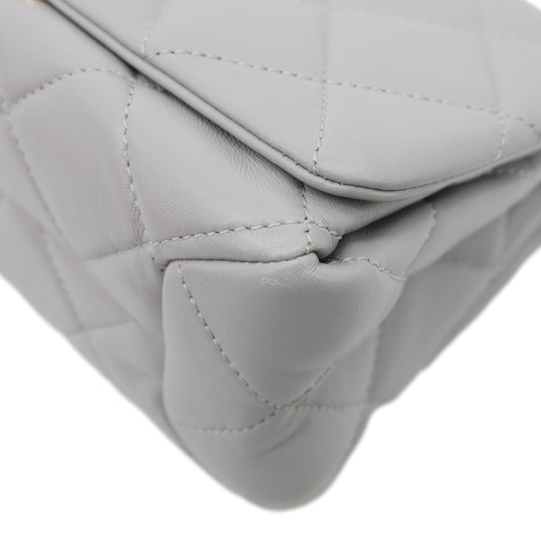 CHANEL Match Flap Mini Quilted Lambskin leather Crossbody Bag Grey