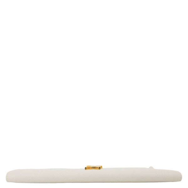 YVES SAINT LAURENT Uptown Calfskin Grain De Poudre Pouch Off White