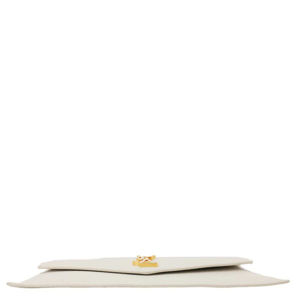 YVES SAINT LAURENT Uptown Calfskin Grain De Poudre Pouch Off White