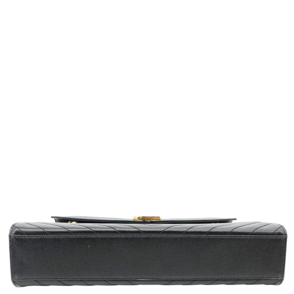 YVES SAINT LAURENT Envelope Grain De Poudre Chevron Leather Wallet On Chain Black