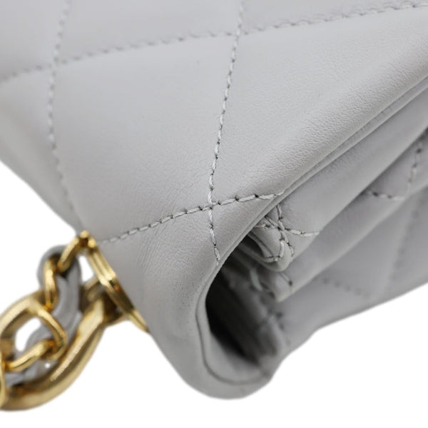 CHANEL Match Flap Mini Quilted Lambskin leather Crossbody Bag Grey