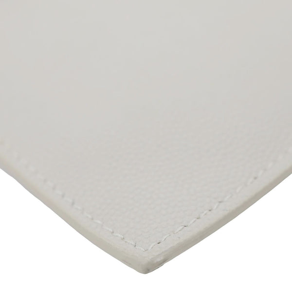 YVES SAINT LAURENT Uptown Calfskin Grain De Poudre Pouch Off White