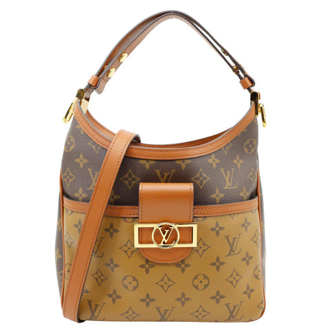 LOUIS VUITTON Dauphine Monogram Reverse Canvas Hobo Shoulder Bag Brown