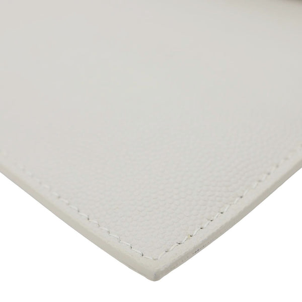 YVES SAINT LAURENT Uptown Calfskin Grain De Poudre Pouch Off White
