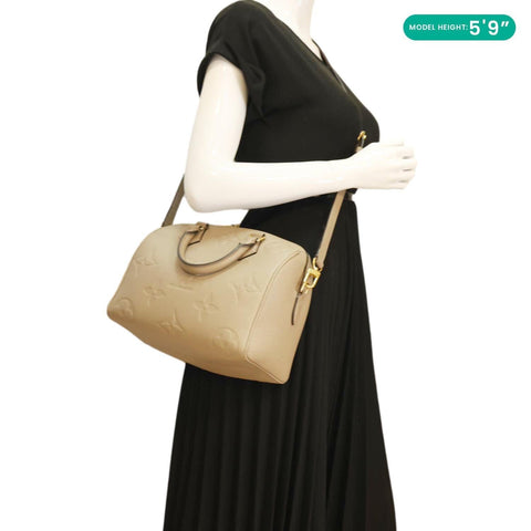 LOUIS VUITTON Speedy Bandouliere 25 Monogram Empreinte Shoulder Bag Beige