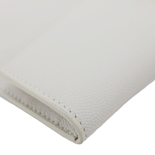 YVES SAINT LAURENT Uptown Calfskin Grain De Poudre Pouch Off White