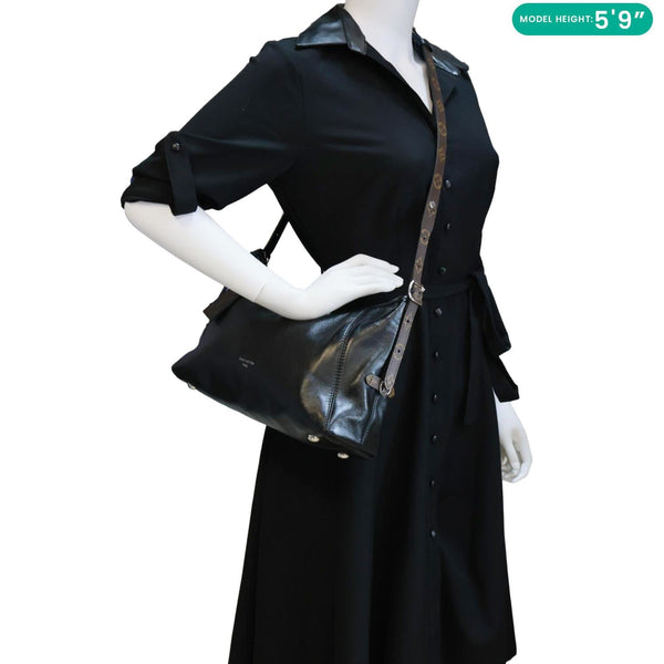 LOUIS VUITTON Carryall Vibe  Lambskin Leather Shoulder Bag Black