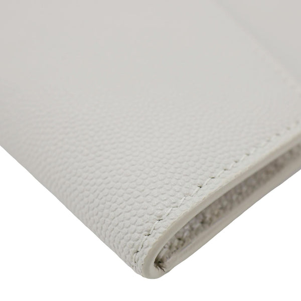 YVES SAINT LAURENT Uptown Calfskin Grain De Poudre Pouch Off White